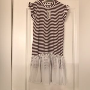 Beautiful Girls size 12 Tunic with flowy bottom mesh panel adornment